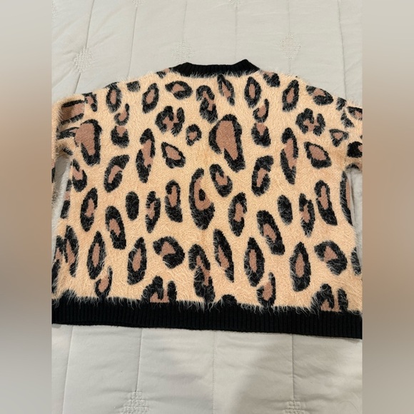 MinkPink fuzzy leopard print sweater, medium. So cozy and warm!​ - Picture 3 of 5